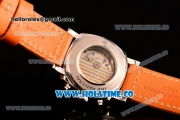 Panerai Radiomir 1940 Chronograph Bianco PAM 521 Asia Automatic Steel Case with Black Dial Roman Numeral Markers and Orange Leather Strap