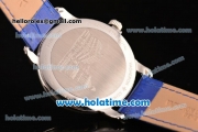 Vacheron Constantin Metiers D Art Miyota OS2035 Quartz Steel Case with Blue Dial and Blue Leather Strap