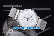 Junghans Max Bill Chronoscope Miyota OS10 Quartz Stainless Steel Case/Bracelet White Dial and Arabic Number/Stick Markers