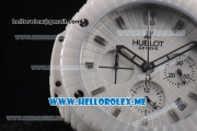 Hublot Big Bang Caviar Chronograph Miyota OS20 Quartz Ceramic Case with White Dial and White Rubber Strap Stick Markers