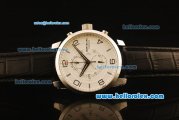 Montblanc Flyback Chronograph Quartz Steel Case with White Dial and Black Leather Strap