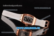 Richard Mille RM 007 Miyota 9015 Automatic Rose Gold Case with Skeleton Dial Arabic Numeral Markers and White Rubber Strap (K)