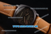 Panerai Luminor Marina 1950 3 Days PAM 386 Clone P.9000 Automatic Ceramic Case with Brown Dial and Brown Leather Strap Stick/Arabic Numeral Markers