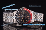 Rolex GMT Master Vintage Asia 2813 Automatic Full Steel with Black/Red Bezel and Black Dial