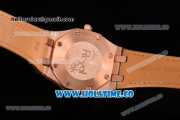 Audemars Piguet Royal Oak Lady Swiss Quartz Rose Gold/Diamonds Case with Grey Dial and Grey Leather Strap (EF)