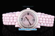 Chopard Full Ceramic Swiss ETA Quartz Movement with Pink Dial and Diamond Bezel