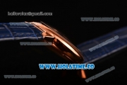 Cartier Rotonde De Swiss Quartz Rose Gold Case with Blue Leather Strap with Blue Guilloche Dial