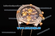 Breitling Chronomat Evolution Swiss Valjoux 7750 Automatic Steel Case with Grey Dial and Yellow Gold Stick Markers (BP)