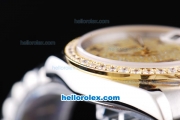 Rolex Datejust Oyster Perpetual Automatic Movement Two Tone with Diamond Bezel,Diamond Dial and Black Roman Marking