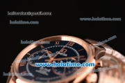 Omega De Ville Co-Axial Chronograph VK Quartz Movement Rose Gold Case and Strap with Blue Dial