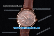 Audemars Piguet Jules Audemars Dual Time Asia ST25 Automatic Rose Gold Case Brown Dial Stick Markers and Brown Leather Strap