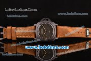 Panerai PAM00375 Luminor 1950 Clone P.3000 Manual Winding Titanium Case with Brown Leather Strap and Yellow Markers - 1:1 Original (Z)