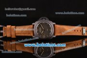 Panerai PAM00375 Luminor 1950 Clone P.3000 Manual Winding Titanium Case with Brown Leather Strap and Yellow Markers - 1:1 Original (Z)