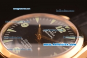 Omega Railmaster Automatic ETA Coating Gold Case with Black Dial and Black Leather Strap