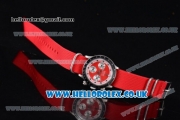 Rolex Daytona Vintage Chrono Miyota OS20 Quartz Steel Case with Red Dial White Subdials and Red Nylon Strap