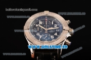 Breitling Avenger Seawolf Miyota Quartz Steel Case with Black Dial and Black Leather Strap - Arabic Numeral Markers