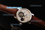 Vacheron Constantin Tourbillon Swiss Manual Winding Movement Steel Case with White Dial and Moon Phase
