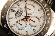 Rolex Daytona Chronograph Swiss Valjoux 7750 Automatic Movement Steel Case with White Dial and Black Bezel-Steel Strap