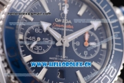 Omega Seamaster Planet Ocean 600 M Co-Axial Chrono Clone Omega 9900 Automatic PVD Case with Blue Dial Stick Markers and Blue Leather Strap (EF)