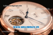 Glashutte Senator Meissen Tourbillon Swiss Tourbillon Automatic Rose Gold Case with White Dial and Brown Leather Strap