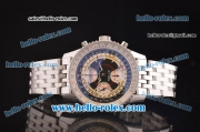 Breitling Montbrilliant Datora Swiss Valjoux 7751 Automatic Steel Case/Strap with Black Dial