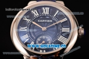 Cartier Ballon Bleu De Small Swiss Quartz Steel Case with Blue Dial White Roman Numeral Markers and Blue Leather Strap