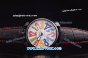 Gaga Milano Italy Asia 6497 Manual Winding PVD Case with White Dial and Black Strap - colorized Markers