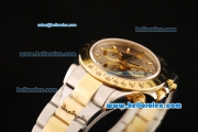 Rolex Daytona Chronograph Swiss Valjoux 7750 Automatic Movement Steel Case with Gold Bezel and Two Tone Strap