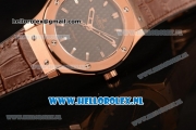 Hublot Classic Fusion 9015 Auto Rose Gold Case with Black Dial and Brown Leather Strap