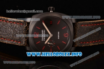 Panerai Radiomir 1940 3 Days Bamford PAM 514 Clone P.9000 Automatic DLC Case with Black Dial and Brown Leather Strap (KW)