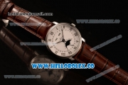 BlancPain Villeret Miyota 9015 Automatic Steel Case with White Dial and Brown Leather Strap - (AAAF)