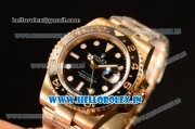 Rolex GMT-Master II Clone Rolex 3135 Automatic Yellow Gold Case With Ceramic Bezel Black Dial 116718 BK (BP)