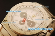 Ferrari Chronogaph Swiss ETA Quartz Full Steel with White Dial and 7750 Coating