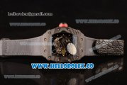 Richard Mille RM 055 Miyota 9015 Automatic Carbon Fiber Case with Skeleton Dial and Grey Nylon/Leather Strap