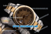 Rolex Day-Date II Asia Automatic Two Tone Case/Bracelet with Yellow Gold Dial and Luminous Hands