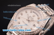 Rolex Day-Date Automatic White Dial with Diamond Bezel and Diamonds Mark - ETA Coating