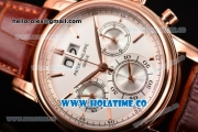 Patek Philippe Grand Complication Chrono Miyota OS20 Quartz Rose Gold Case with White Dial and Stick Markers