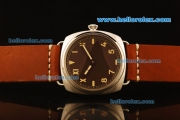 Panerai Radiomir Swiss ETA 6497 Manual Winding Steel Case with Brown Dial and Orange Leather Strap-Yellow Markers