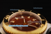 Tag Heuer Link 200 Meters Swiss Quartz Movement Brown Dial with Gold Bezel and Two Tone Strap