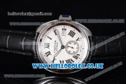 Cartier Cle de Cartier Asia ST16 Automatic Steel Case with White Dial White Second Hand and Black Leather Strap