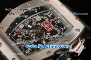 Richard Mille Felipe Massa Flyback Chrono Swiss Valjoux 7750 Automatic Steel Case with White Markers and Black Rubber Bracelet