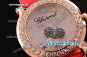 Chopard Happy Sport - Mickey Swiss Quartz Rose Gold Case Diamond Bezel with Red Leather Strap and White MOP Dial