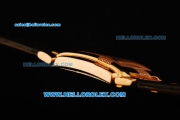 Patek Philippe Swiss ETA Quartz Rose Gold Case with Diamond inseted and White Dial-Black Leather Strap