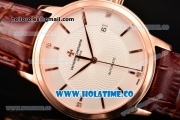 Vacheron Constantin Patrimony Swiss ETA 2824 Automatic Rose Gold Case with White Dial and Stick Markers