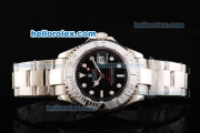 Rolex Yacht-Master Swiss ETA 2836 Automatic Movement Silver Case with Black Dial and SS Strap