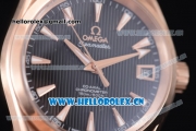 Omega Seamaster Aqua Terra 150 M Co-Axial Clone 8500 Automatic Rose Gold Case with Stick Markers Black Dial and Brown Leather Strap (EF)