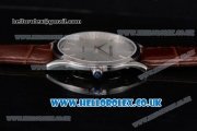 Jaeger Lecoultre Master Ultra Thin 41 Miyota 9015 Automatic Steel Case with White Dial Brown Leather Strap and Stick Markers (ZF)