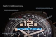 Breitling Chronospace Swiss Valjoux 7750 Automatic PVD Case with White Markers Black Dial and Black Leather Strap