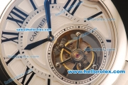 Cartier ballon bleu de Swiss Tourbillon Manual Winding Full Steel Case with White Dial and SS Strap