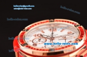 Hublot Big Bang Chronograph Miyota OS20 Quartz Rose Gold Case With Red Diamond Bezel White Dial and Orange Rubber Strap